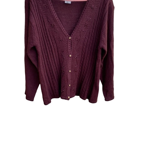 Jantzen Classics Cardigan Sweater Embroidered by Hand Medium - Picture 3 of 6